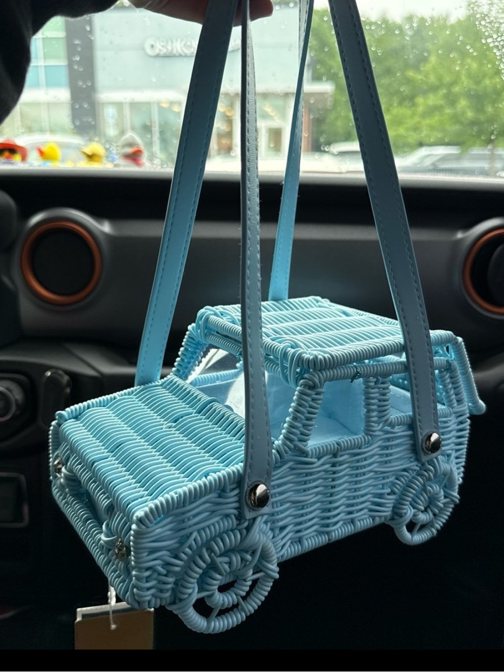 Tommy Bahama Light Blue Woven Car-Shaped Crossbody Bag